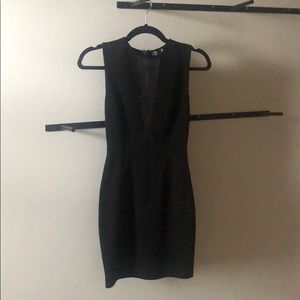 Black deep neck mesh dress